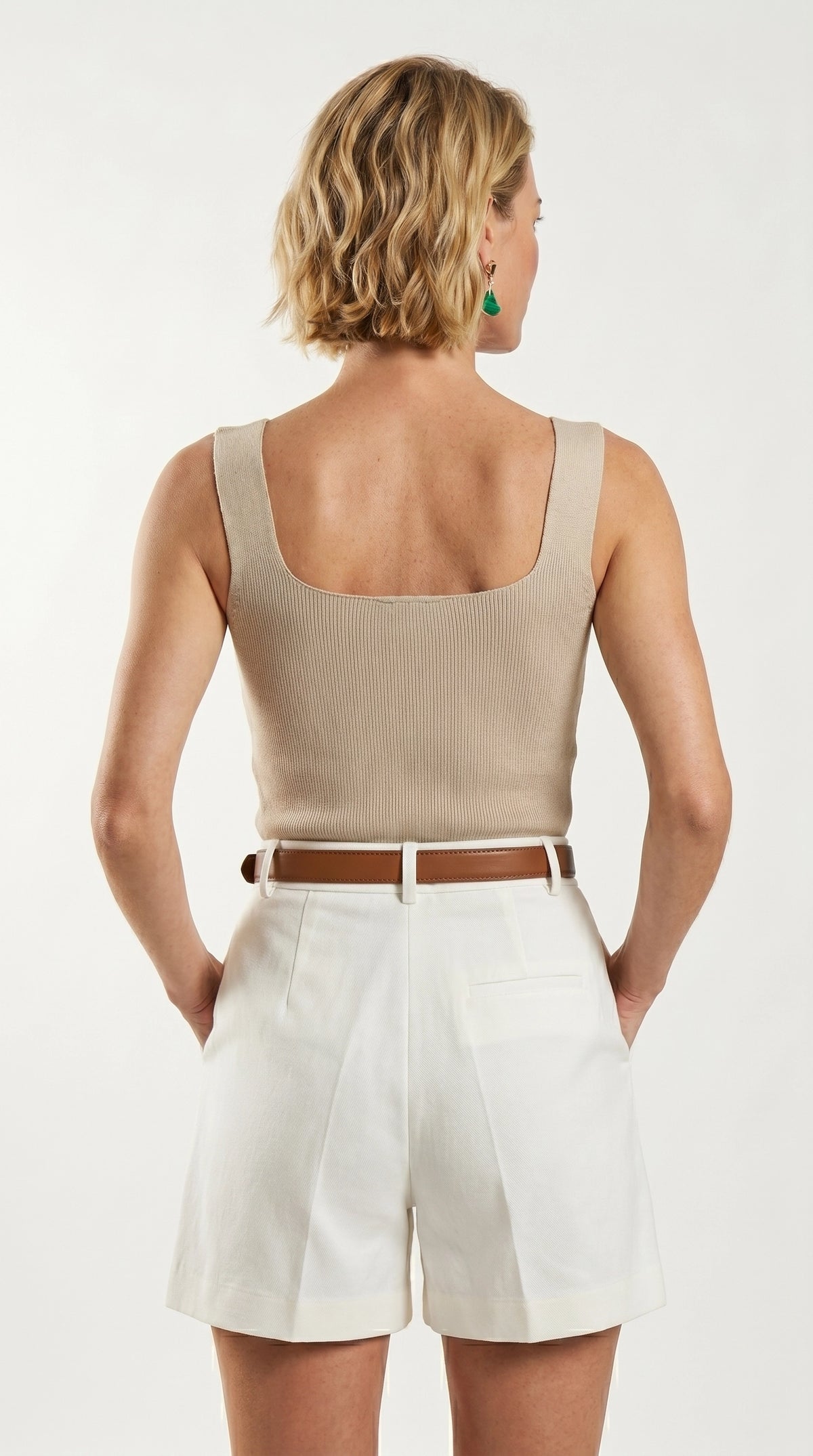Blusa Top Livia | Punto Ribbed | Beige Perla