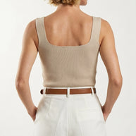 Blusa Top Livia | Punto Ribbed | Beige Perla