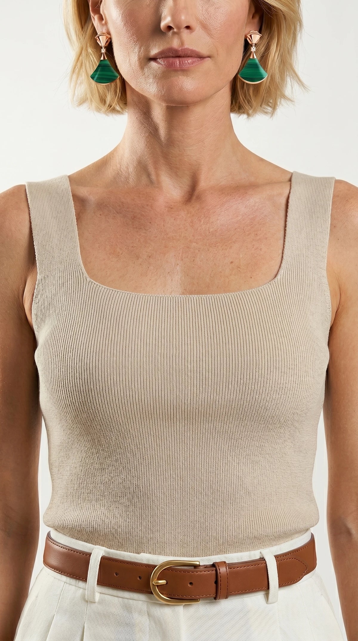 Blusa Top Livia | Punto Ribbed | Beige Perla