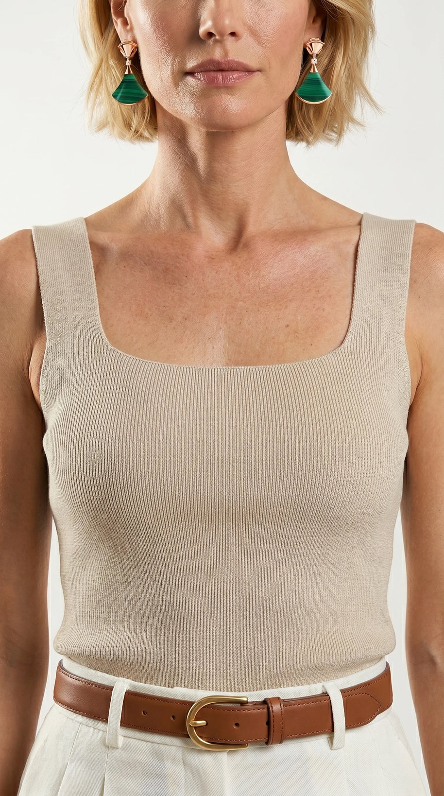 Blusa Top Livia | Punto Ribbed | Beige Perla