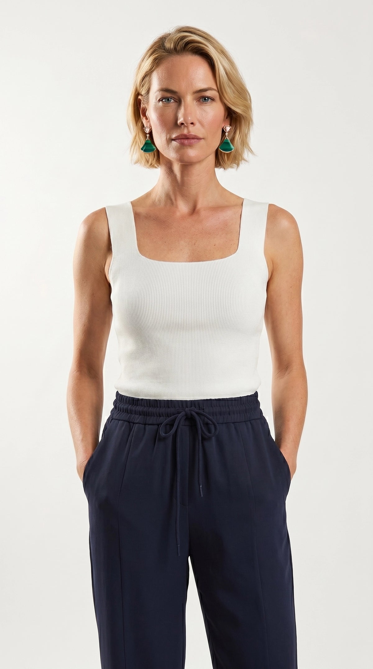 Blusa Top Livia | Punto Ribbed | Blanco Marfil
