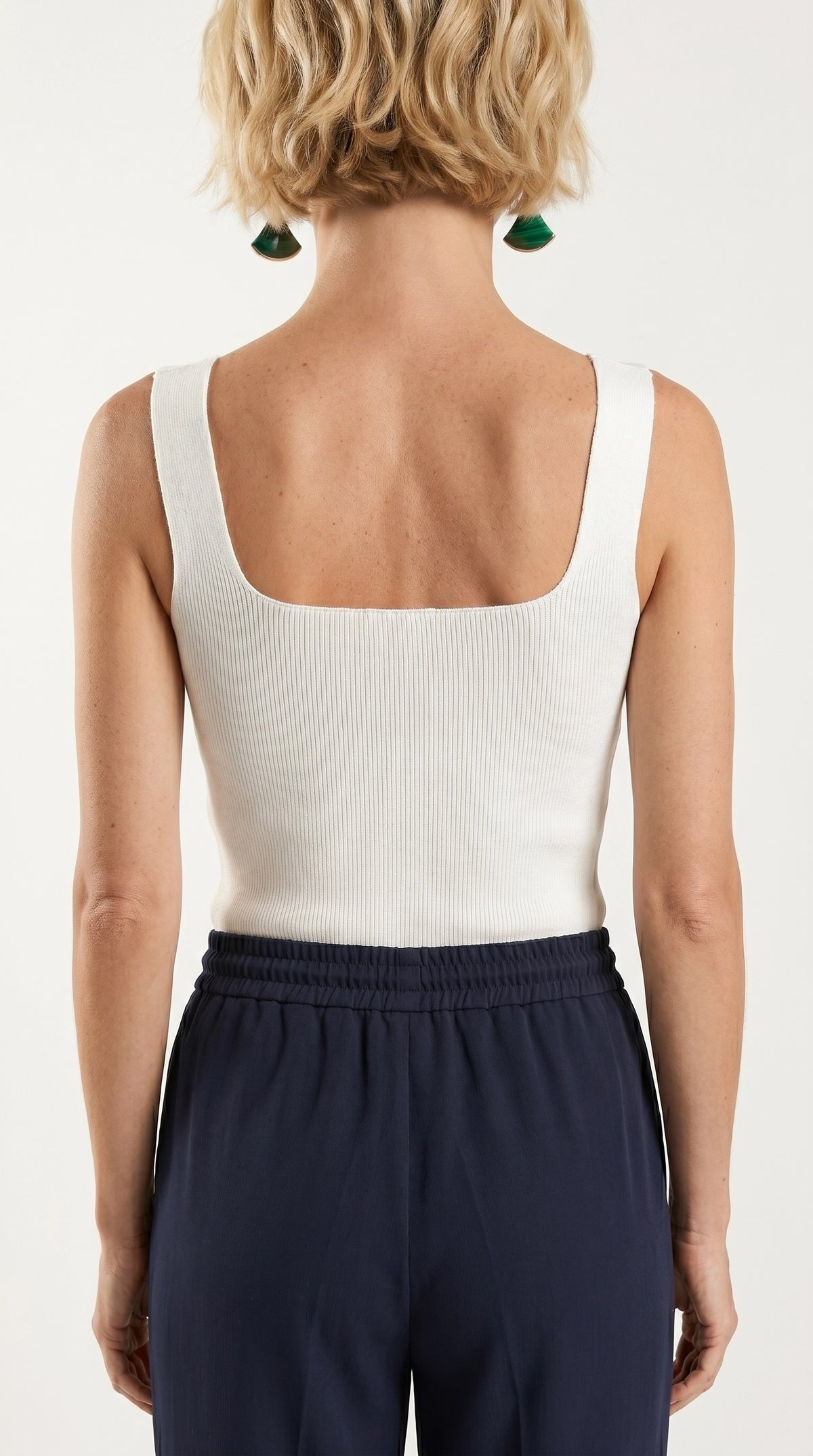 Blusa Top Livia | Punto Ribbed | Blanco Marfil