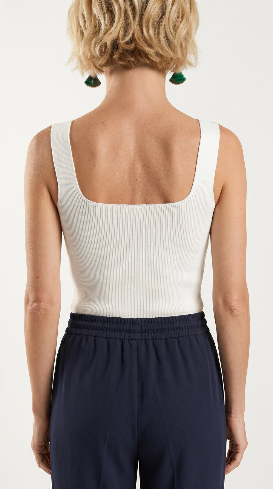 Blusa Top Livia | Punto Ribbed | Blanco Marfil