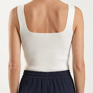 Blusa Top Livia | Punto Ribbed | Blanco Marfil