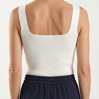 Blusa Top Livia | Punto Ribbed | Blanco Marfil