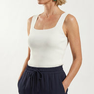 Blusa Top Livia | Punto Ribbed | Blanco Marfil