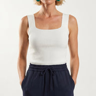 Blusa Top Livia | Punto Ribbed | Blanco Marfil