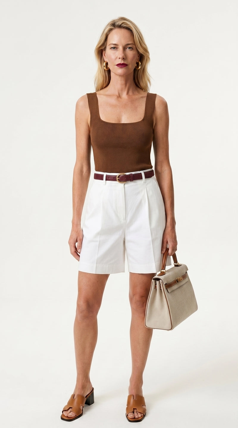 Blusa Top Livia | Punto Ribbed | Marrón Avellana