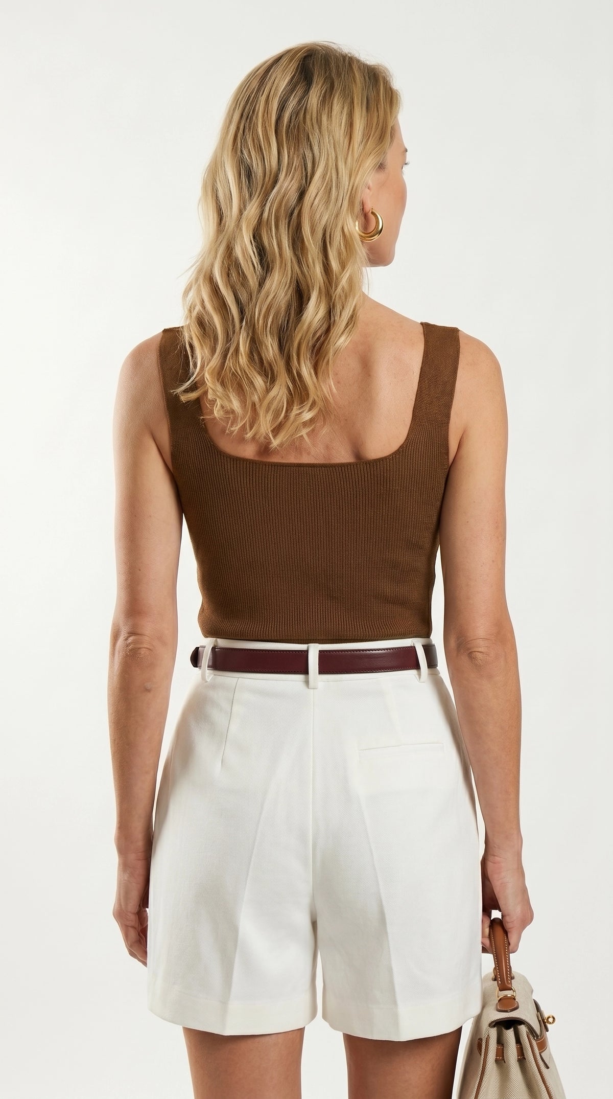 Blusa Top Livia | Punto Ribbed | Marrón Avellana