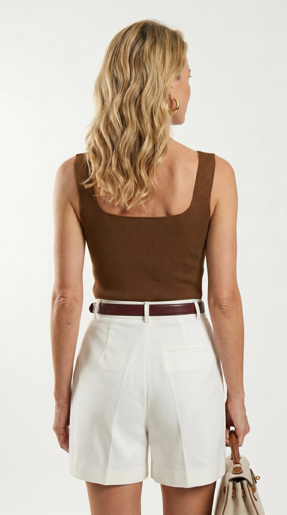 Blusa Top Livia | Punto Ribbed | Marrón Avellana