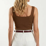 Blusa Top Livia | Punto Ribbed | Marrón Avellana