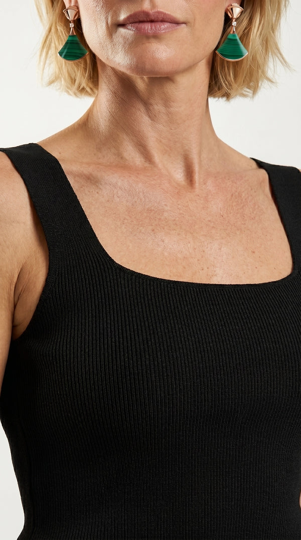 Blusa Top Livia | Punto Ribbed | Negro Clásico