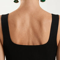 Blusa Top Livia | Punto Ribbed | Negro Clásico