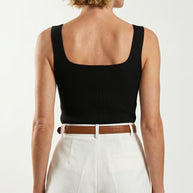 Blusa Top Livia | Punto Ribbed | Negro Clásico