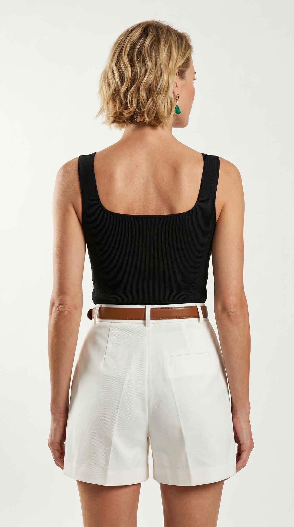 Blusa Top Livia | Punto Ribbed | Negro Clásico