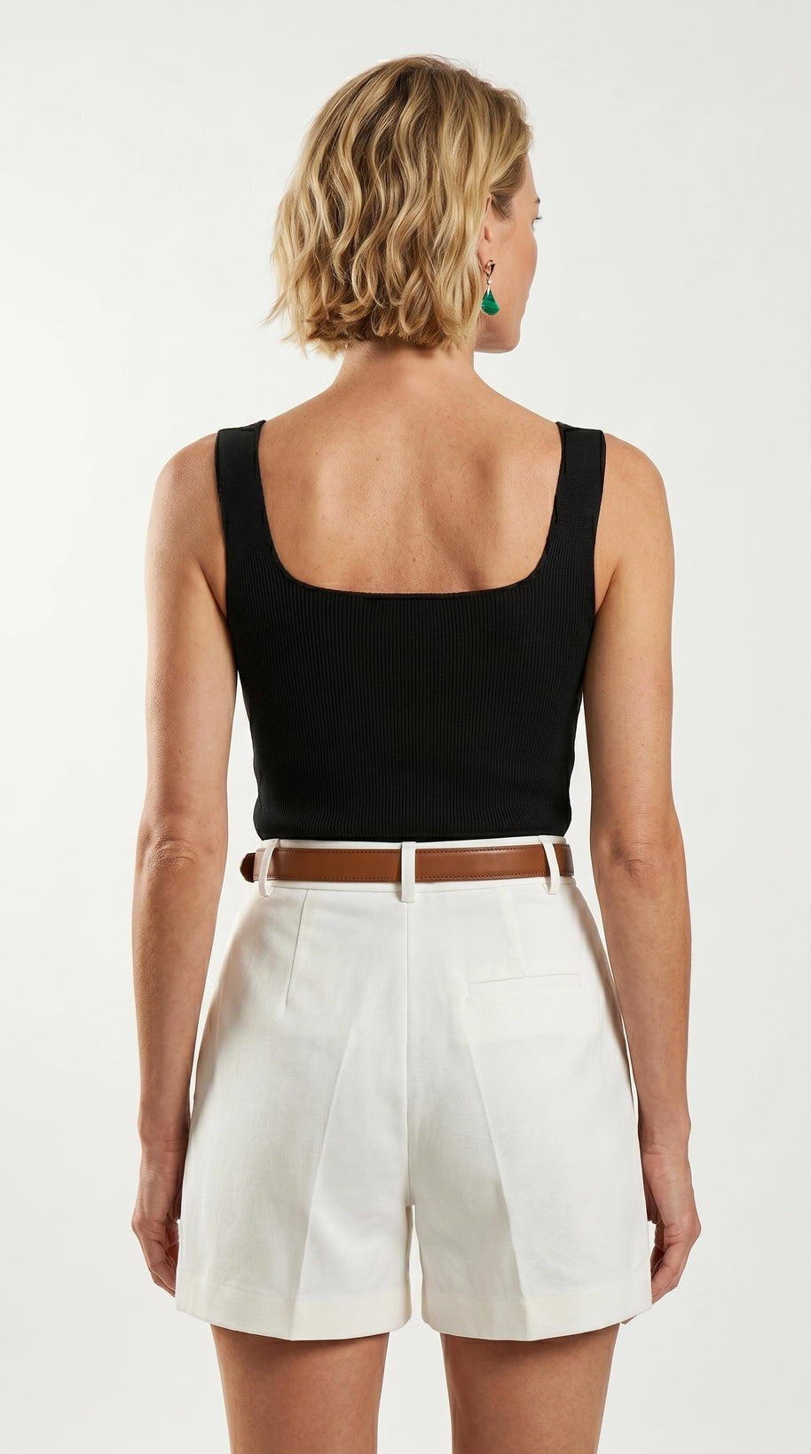 Blusa Top Livia | Punto Ribbed | Negro Clásico