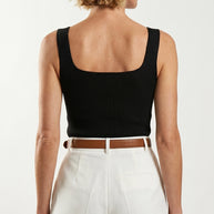 Blusa Top Livia | Punto Ribbed | Negro Clásico