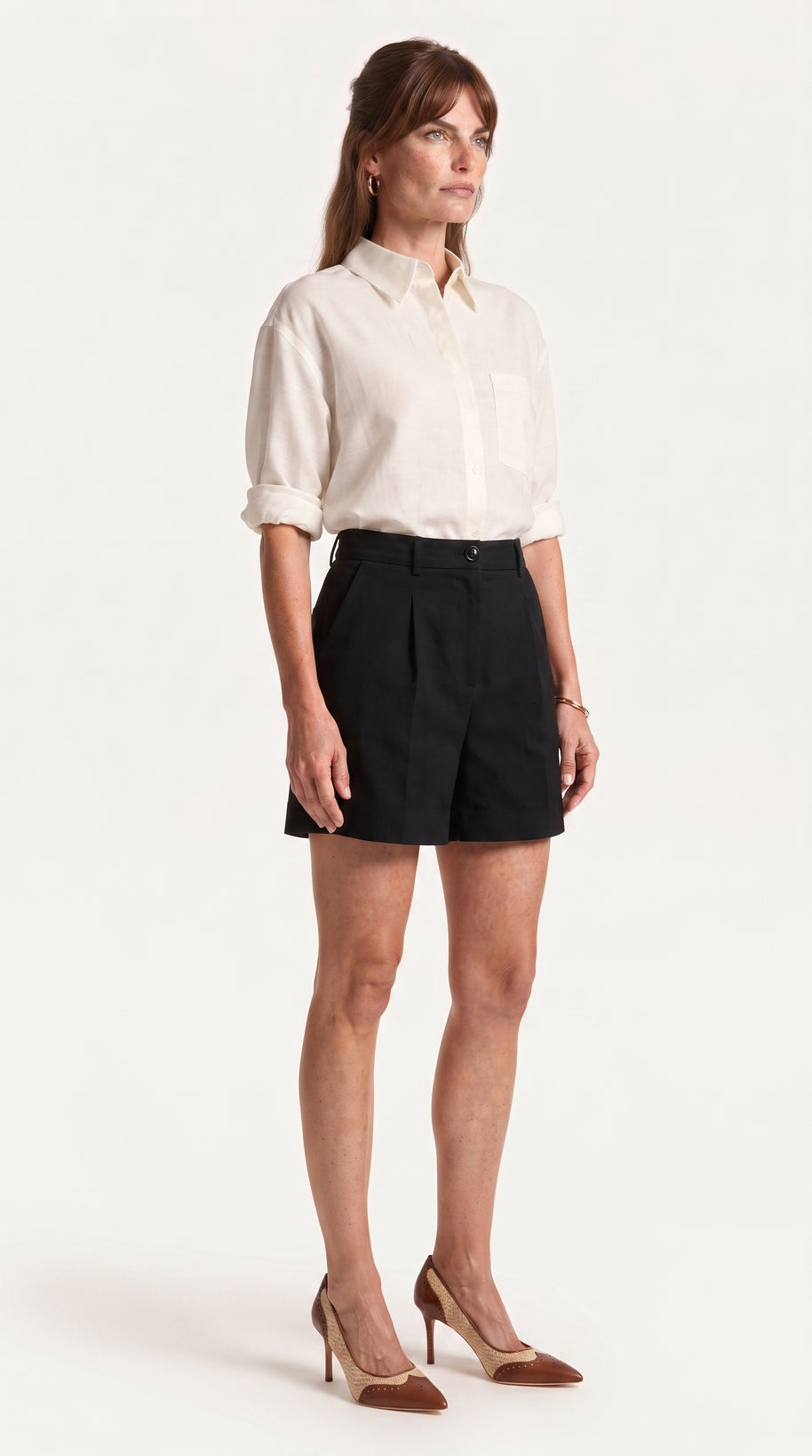 Bermuda Riviera Tiro Alto | Pantalón Corto Elegante | Negro Clásico