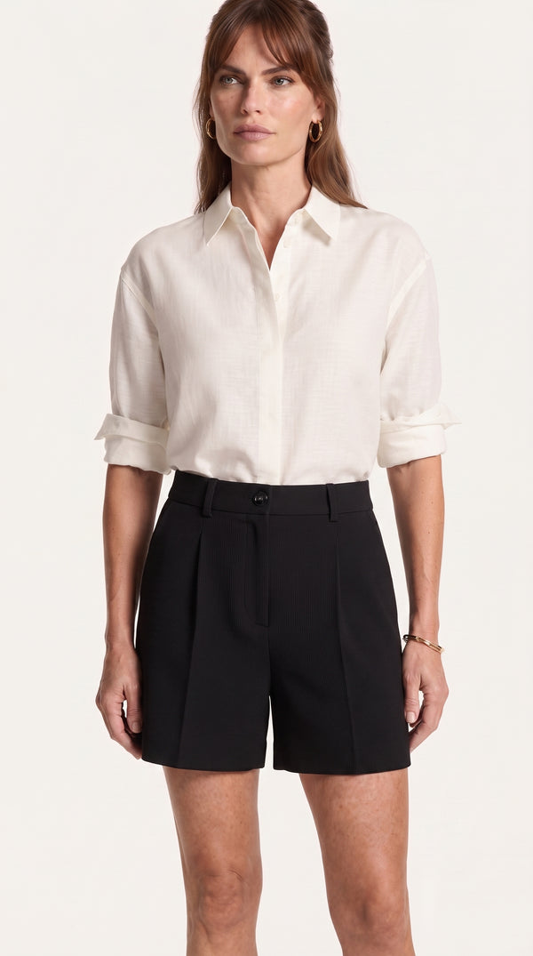 Bermuda Riviera Tiro Alto | Pantalón Corto Elegante | Negro Clásico