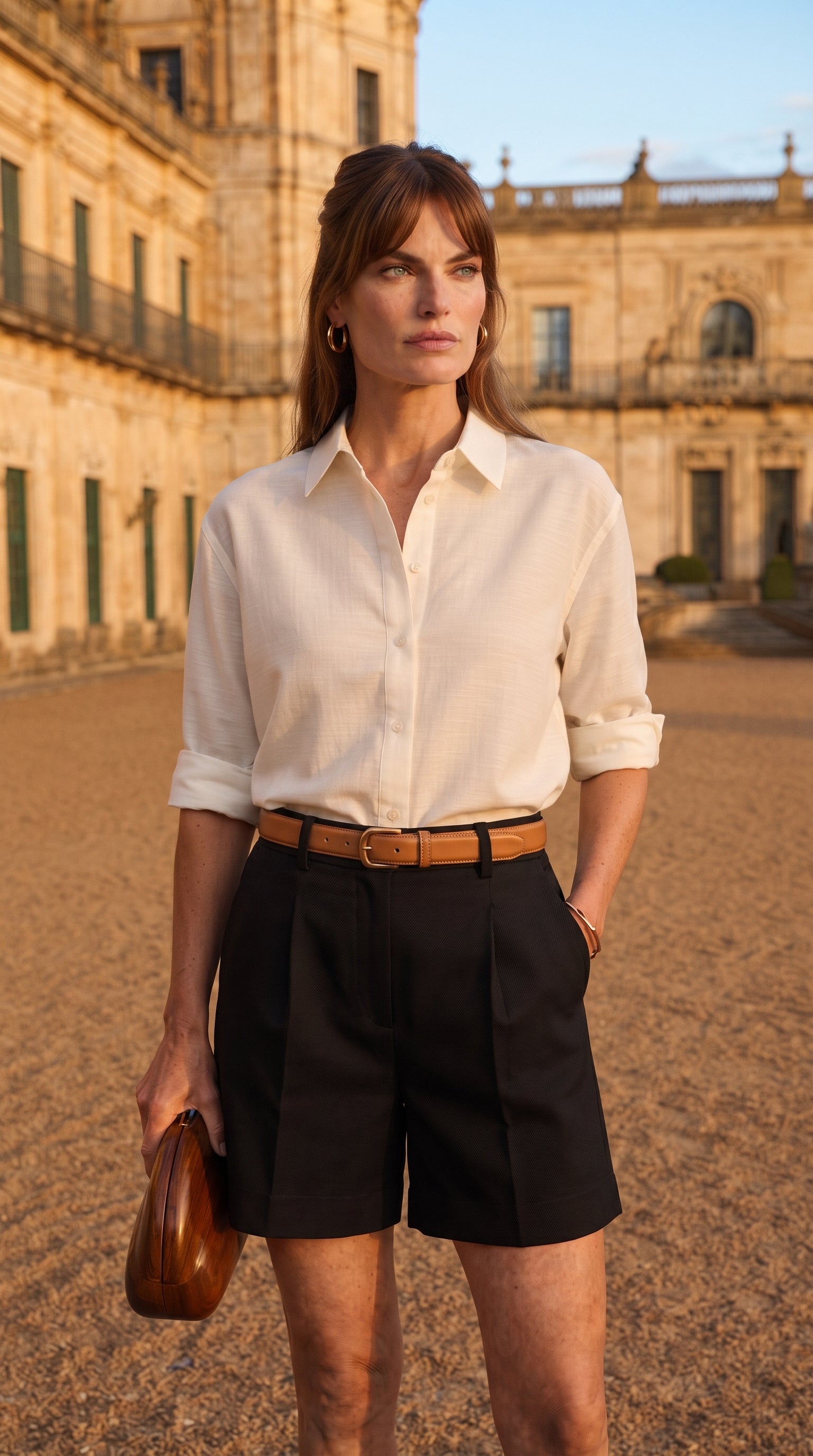 Bermuda Riviera Tiro Alto | Pantalón Corto Elegante | Negro Clásico