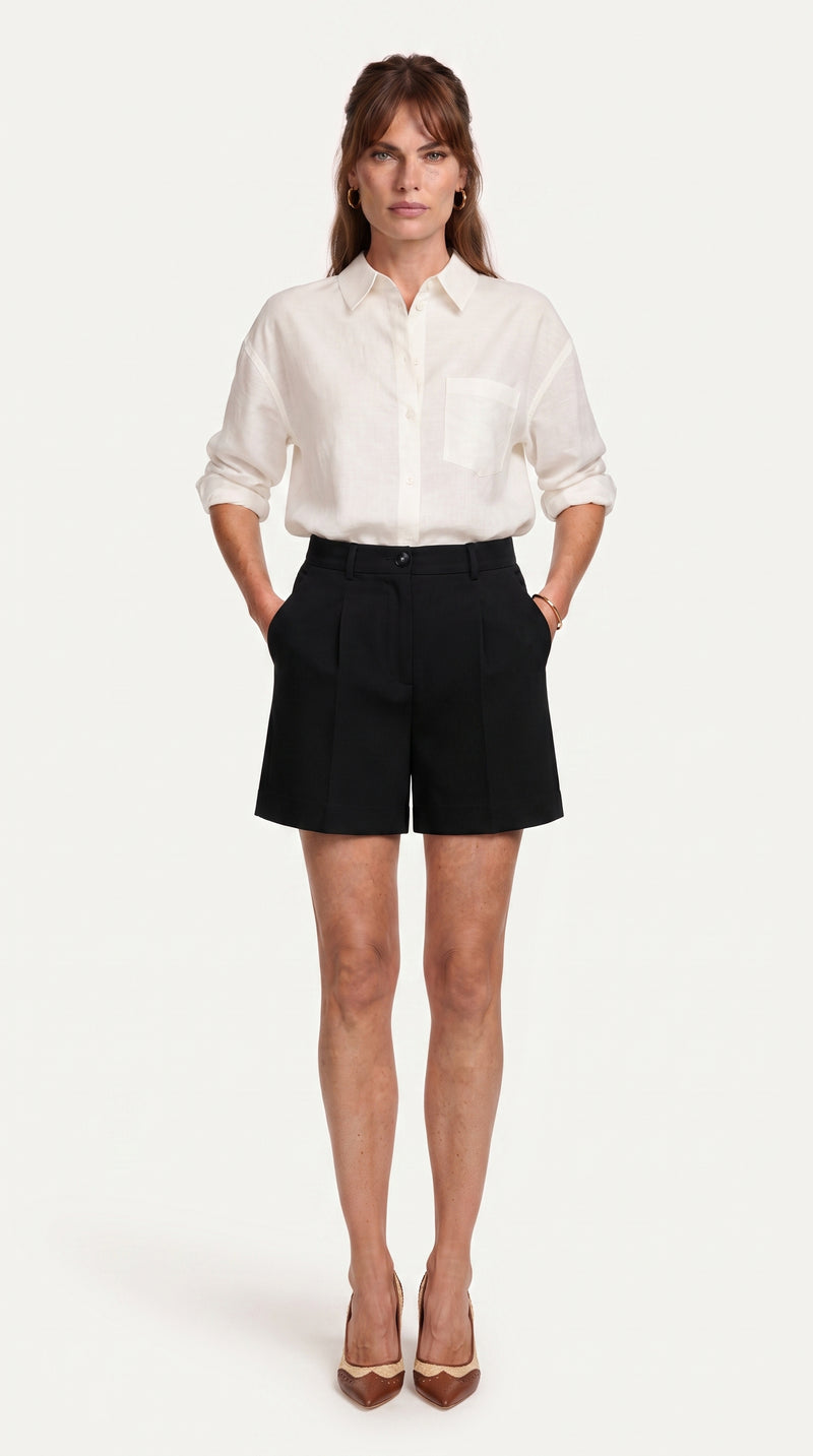 Bermuda Riviera Tiro Alto | Pantalón Corto Elegante | Negro Clásico