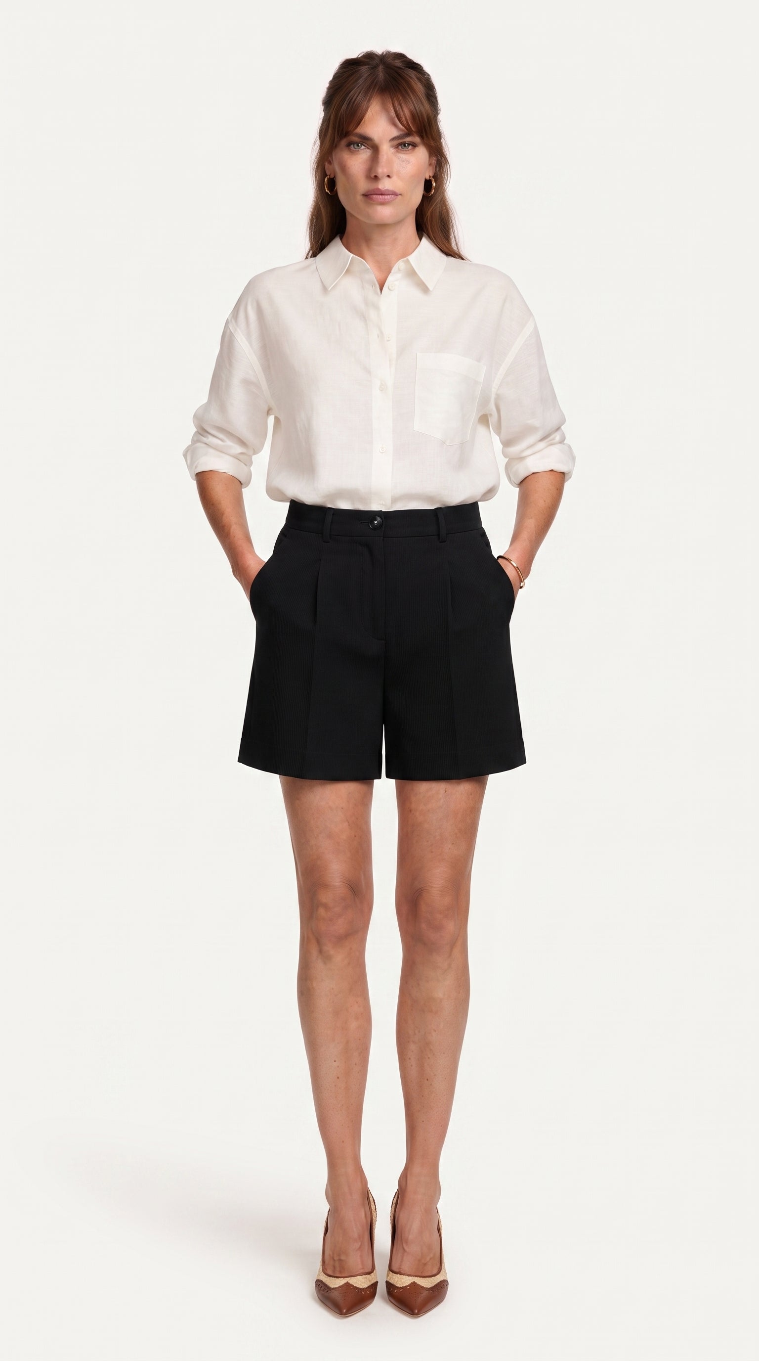 Bermuda Riviera Tiro Alto | Pantalón Corto Elegante | Negro Clásico