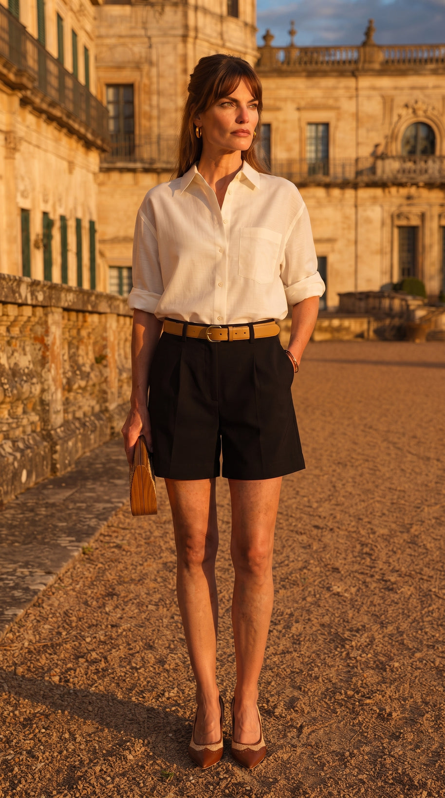 Bermuda Riviera Tiro Alto | Pantalón Corto Elegante | Negro Clásico