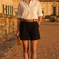 Bermuda Riviera Tiro Alto | Pantalón Corto Elegante | Negro Clásico