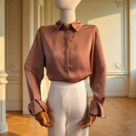 CAMISA MORGANITA DE CETIM ROSA PÁLIDO