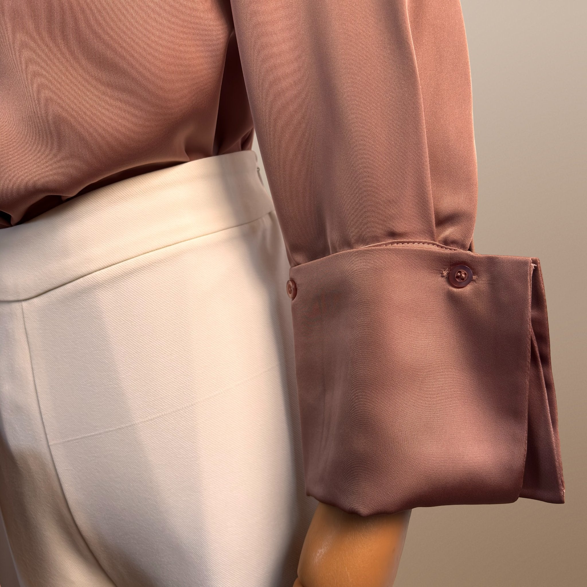 CAMISA MORGANITA DE CETIM ROSA PÁLIDO