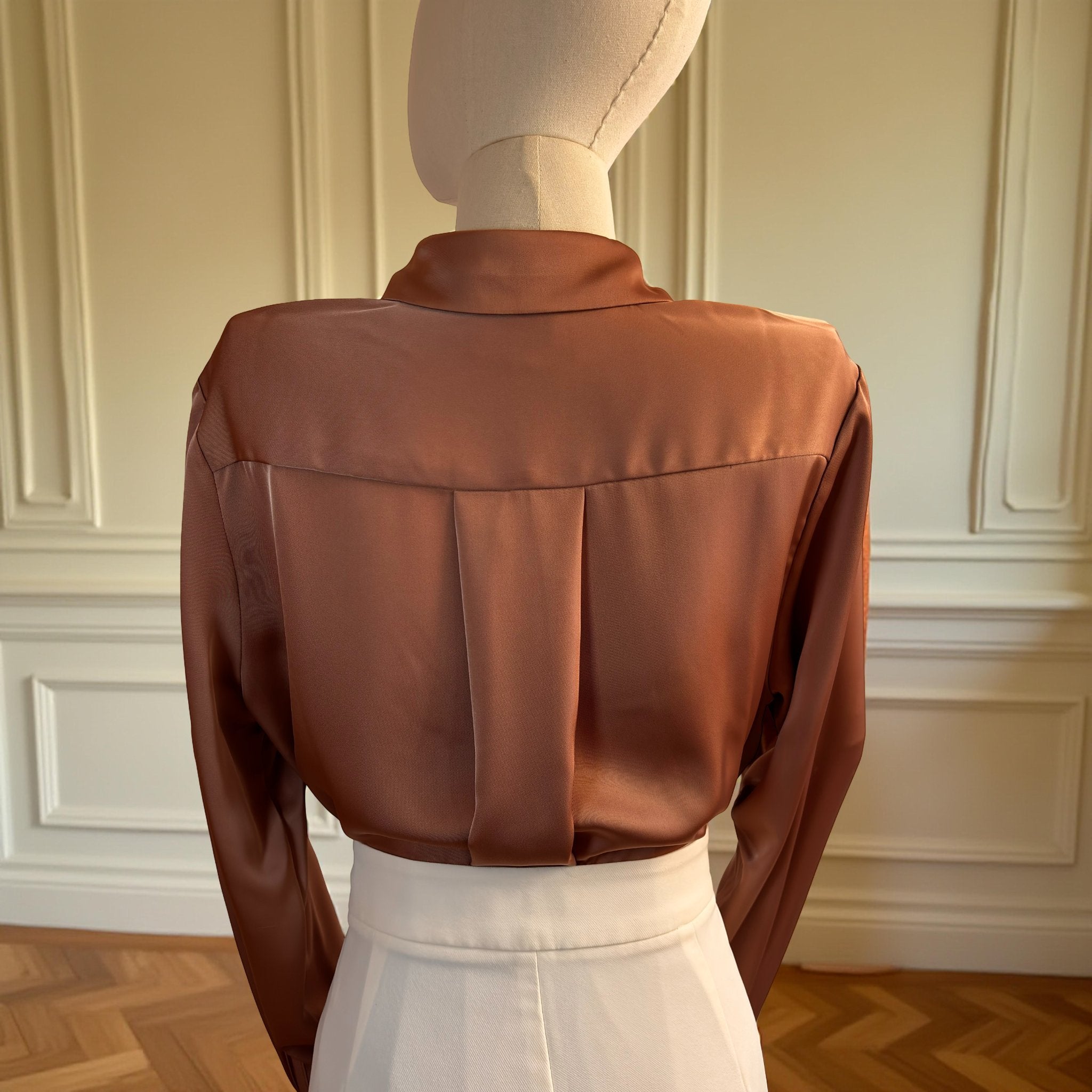 CAMISA MORGANITA DE CETIM ROSA PÁLIDO