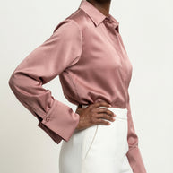CAMISA MORGANITA DE CETIM ROSA PÁLIDO