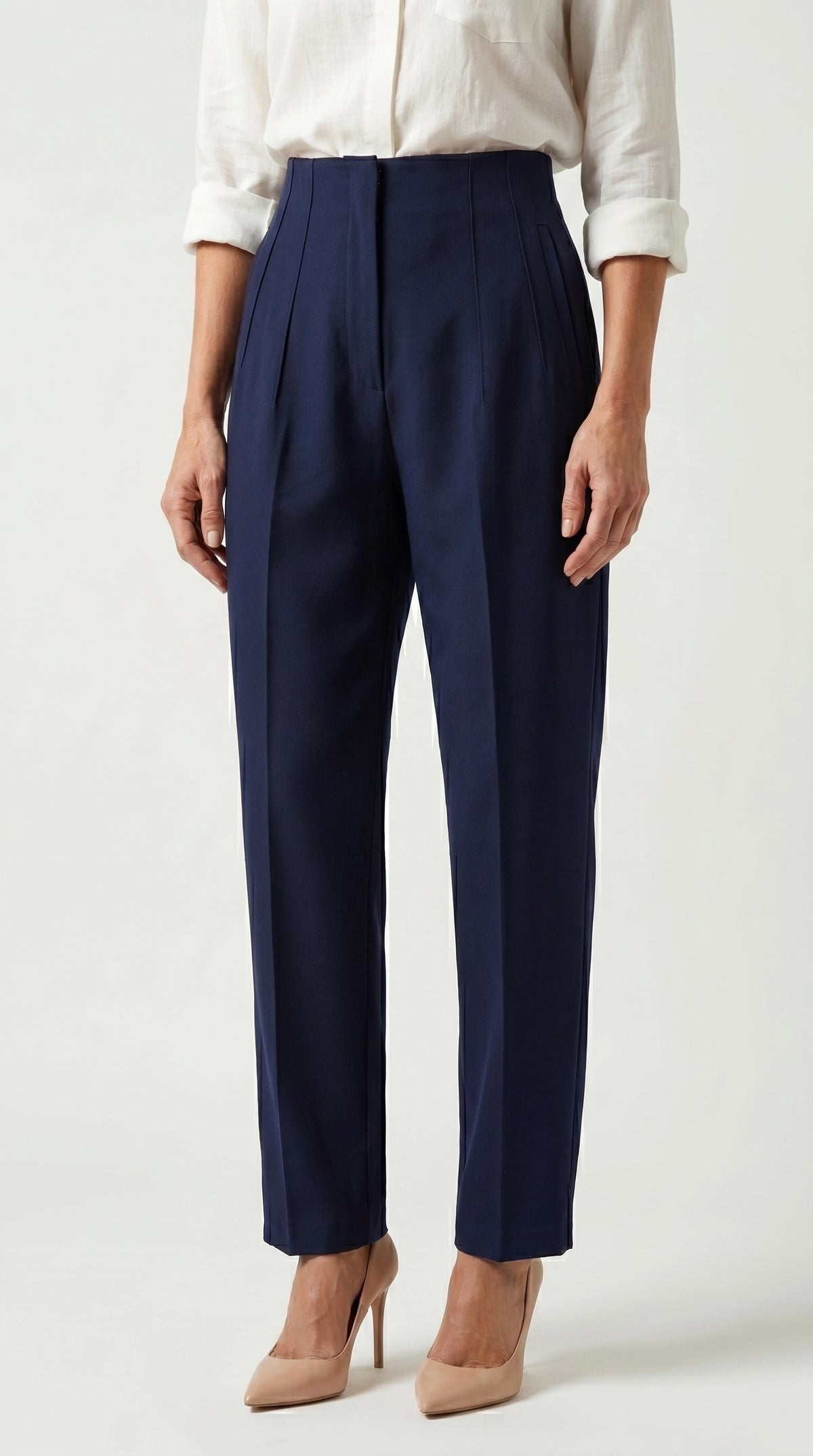 Pantalón Ágata | Sastrería Recta de Cintura Alta | Azul Marino Profundo