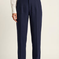 Pantalón Ágata | Sastrería Recta de Cintura Alta | Azul Marino Profundo