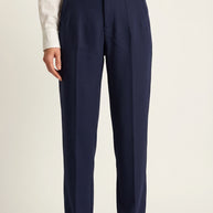 Pantalón Ágata | Sastrería Recta de Cintura Alta | Azul Marino Profundo
