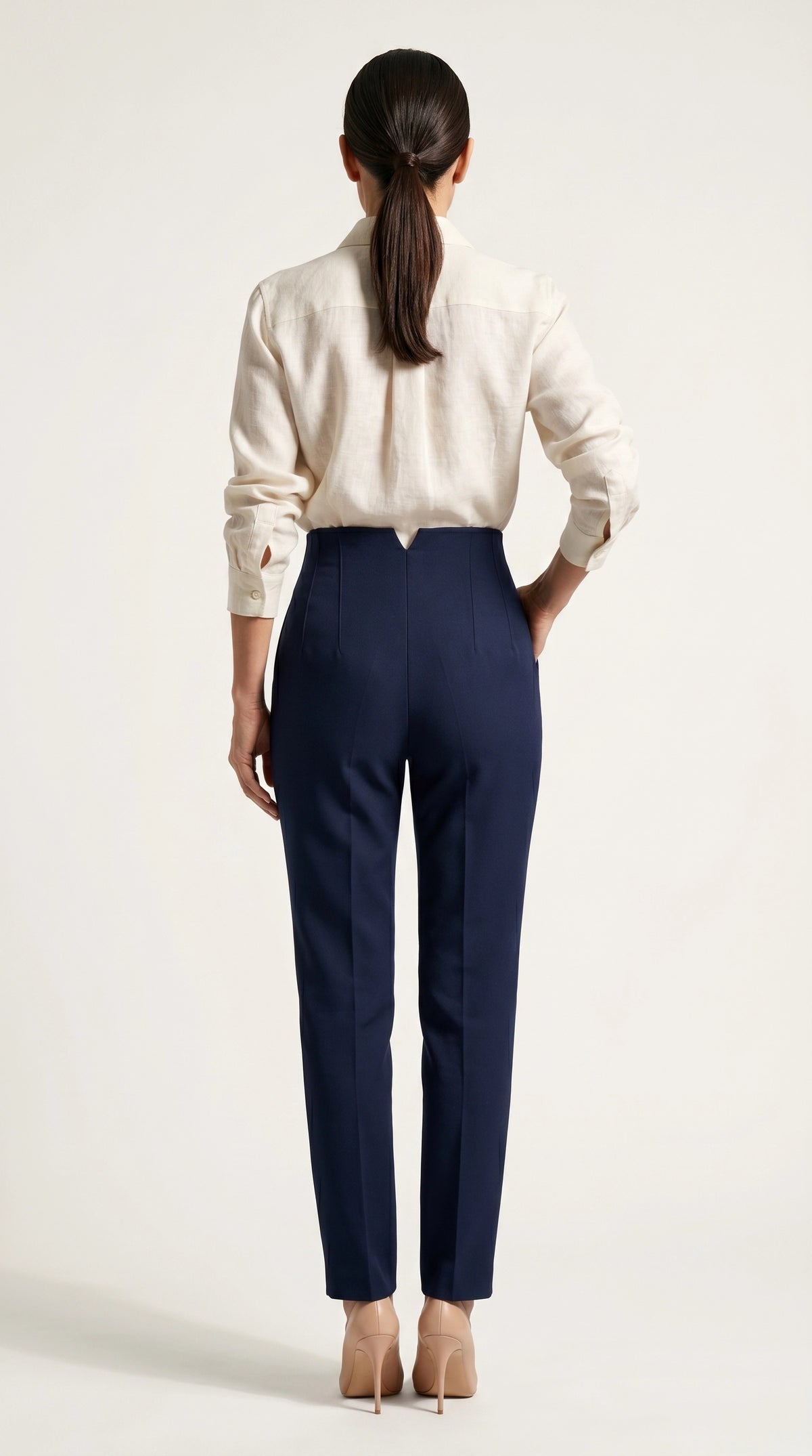 Pantalón Ágata | Sastrería Recta de Cintura Alta | Azul Marino Profundo