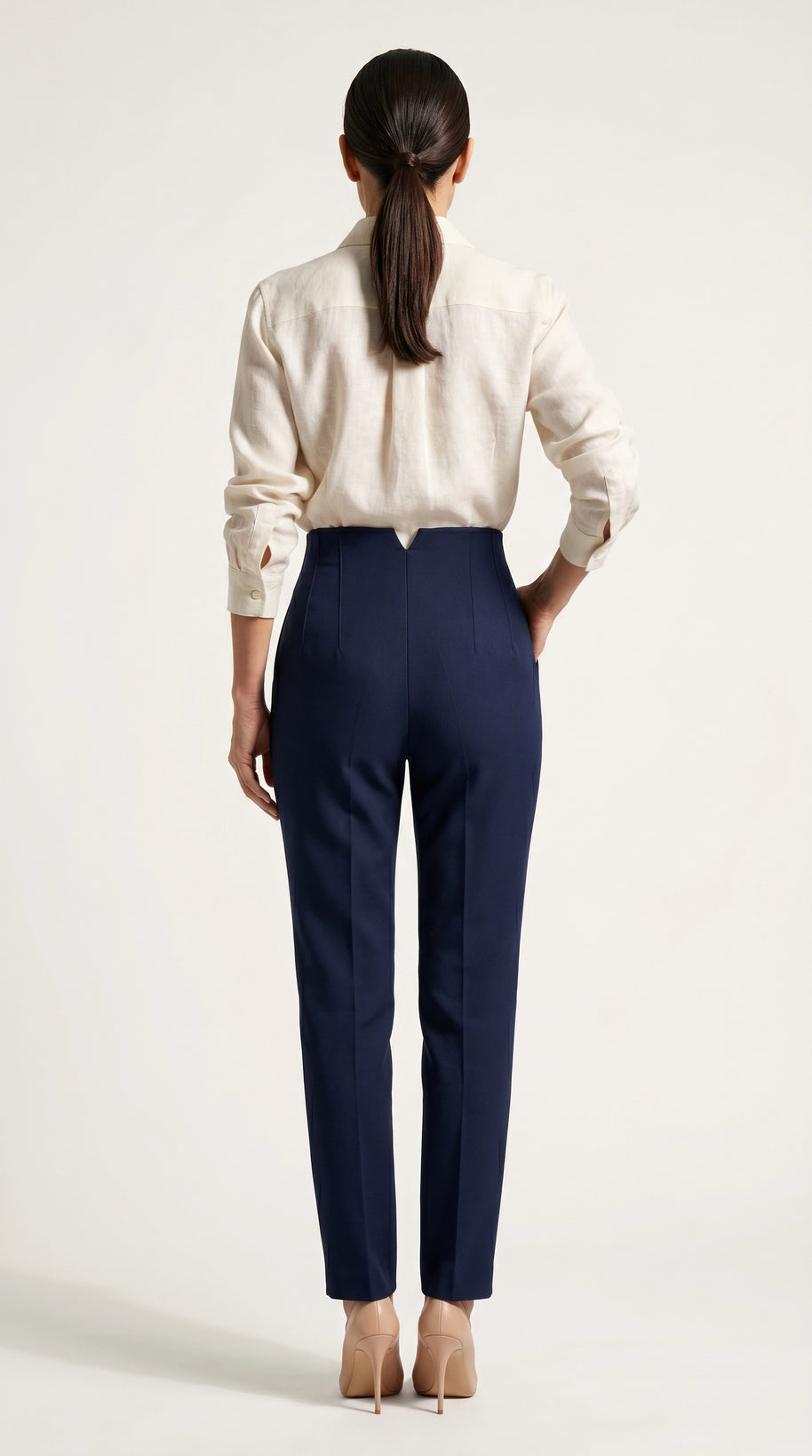 Pantalón Ágata | Sastrería Recta de Cintura Alta | Azul Marino Profundo