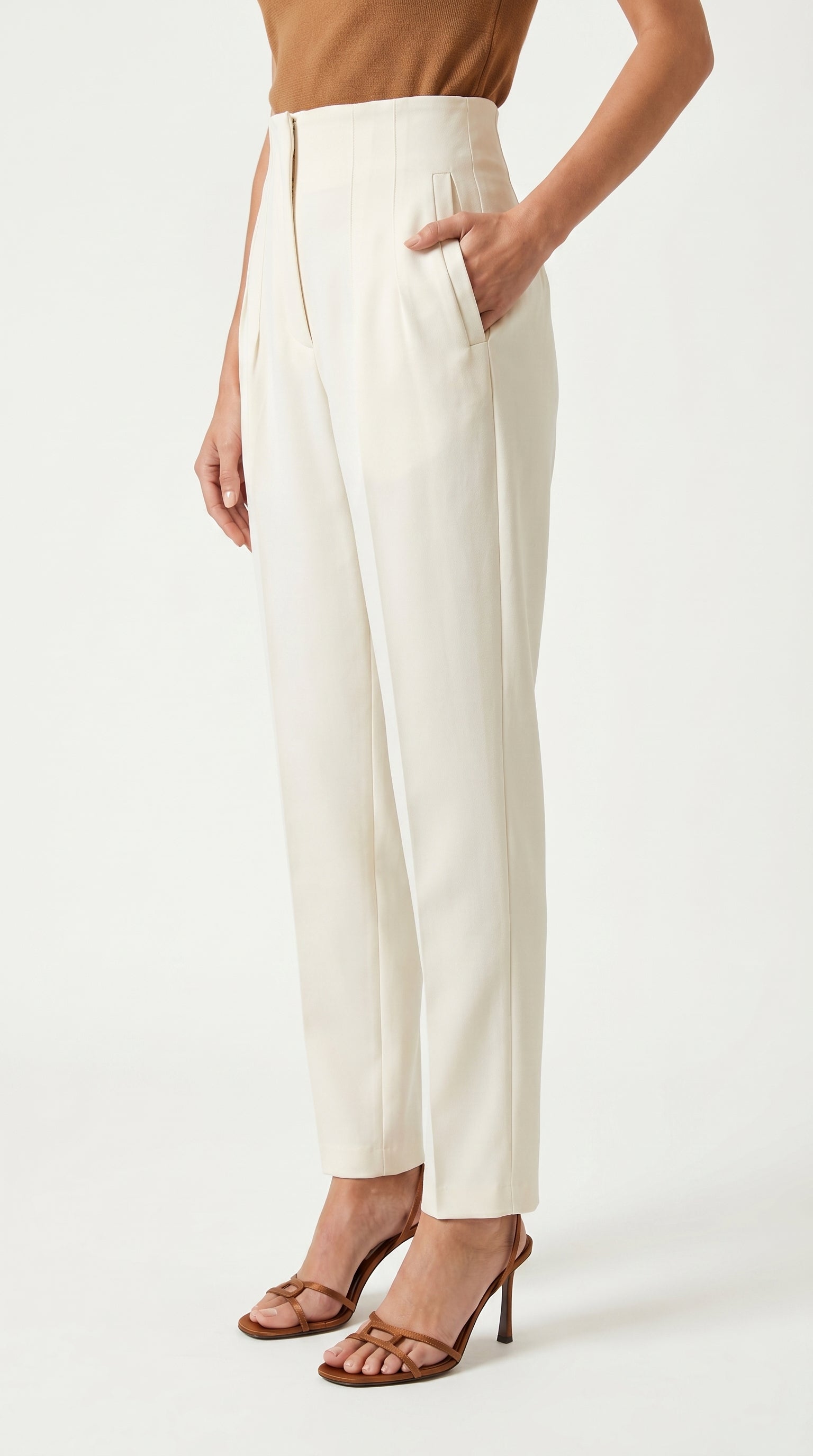 Pantalón Ágata | Sastrería Recta de Cintura Alta | Blanco Marfil