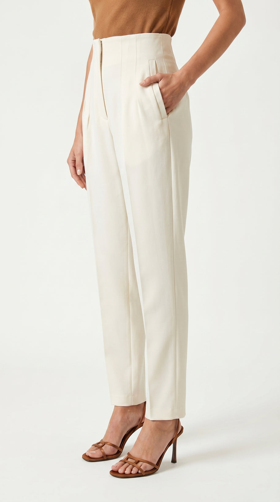 Pantalón Ágata | Sastrería Recta de Cintura Alta | Blanco Marfil