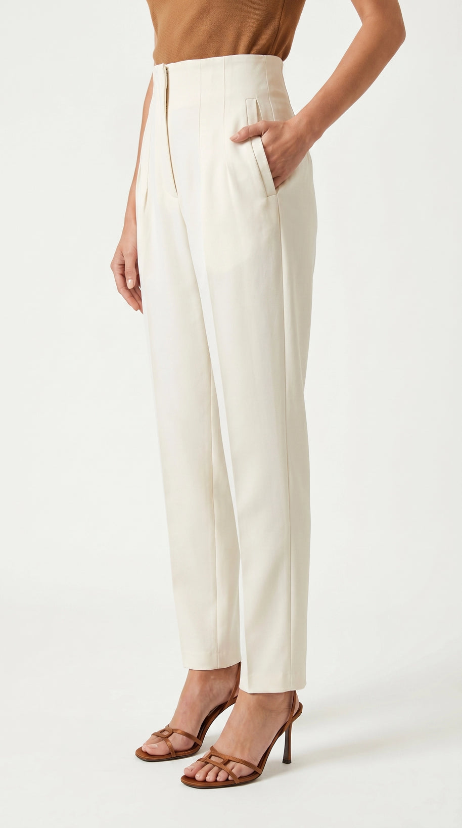 Pantalón Ágata | Sastrería Recta de Cintura Alta | Blanco Marfil