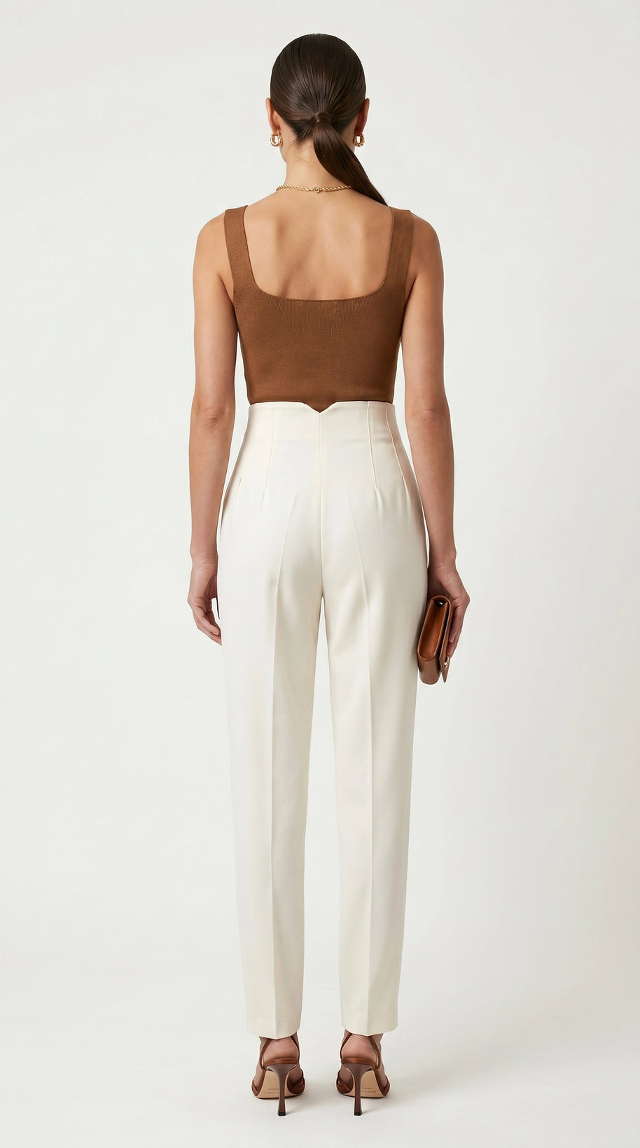 Pantalón Ágata | Sastrería Recta de Cintura Alta | Blanco Marfil