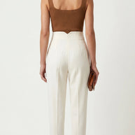 Pantalón Ágata | Sastrería Recta de Cintura Alta | Blanco Marfil