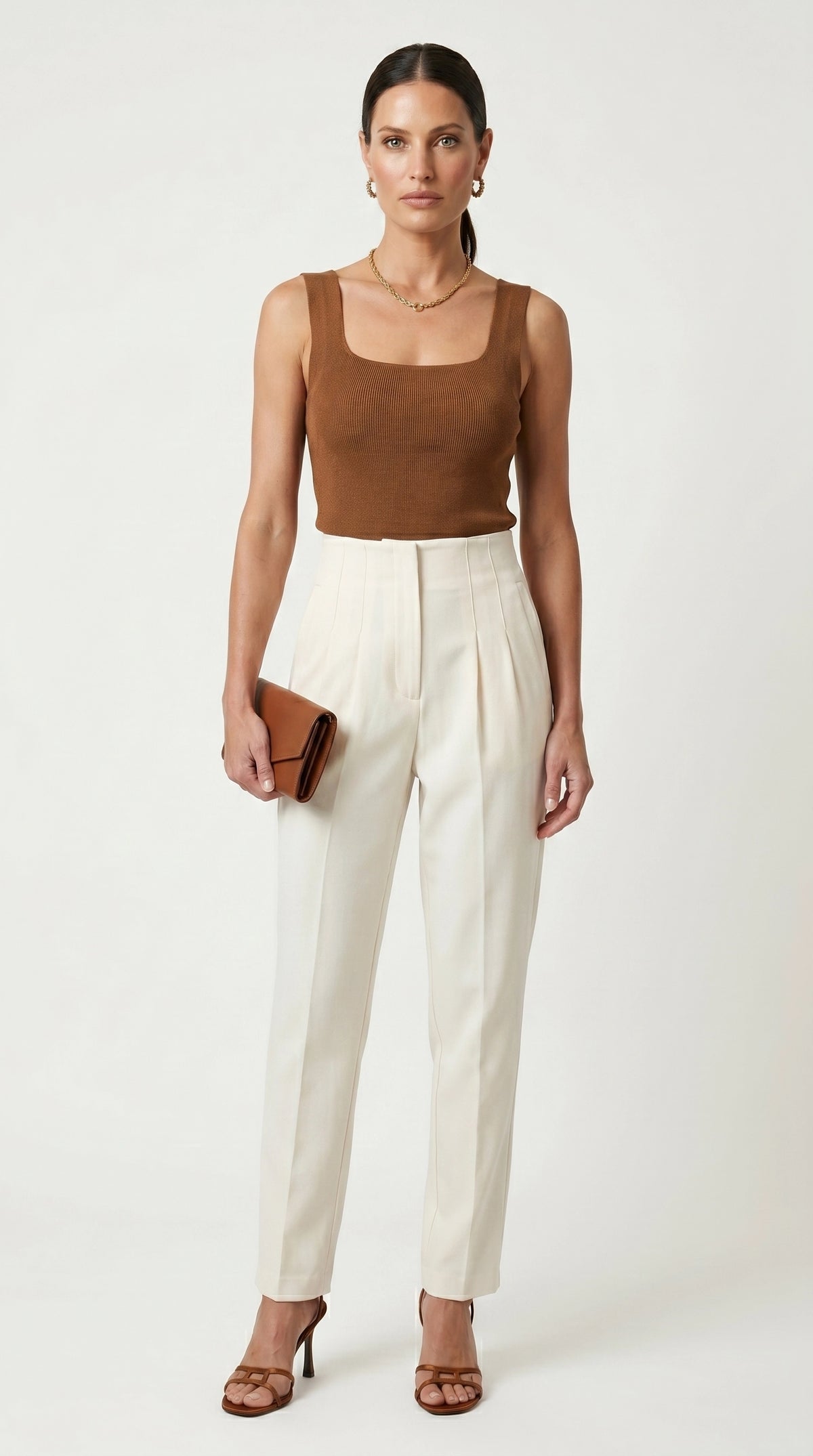 Pantalón Ágata | Sastrería Recta de Cintura Alta | Blanco Marfil