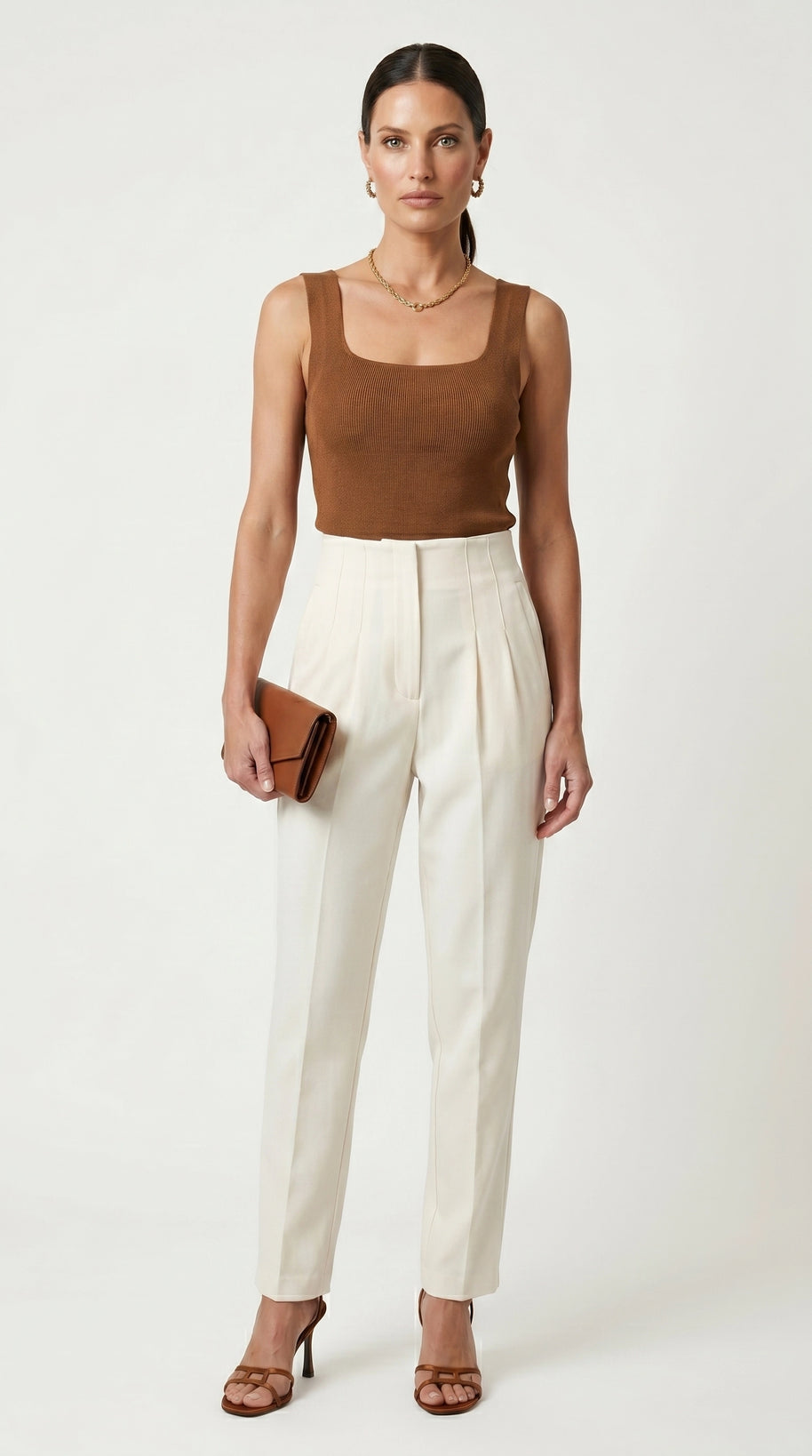 Pantalón Ágata | Sastrería Recta de Cintura Alta | Blanco Marfil
