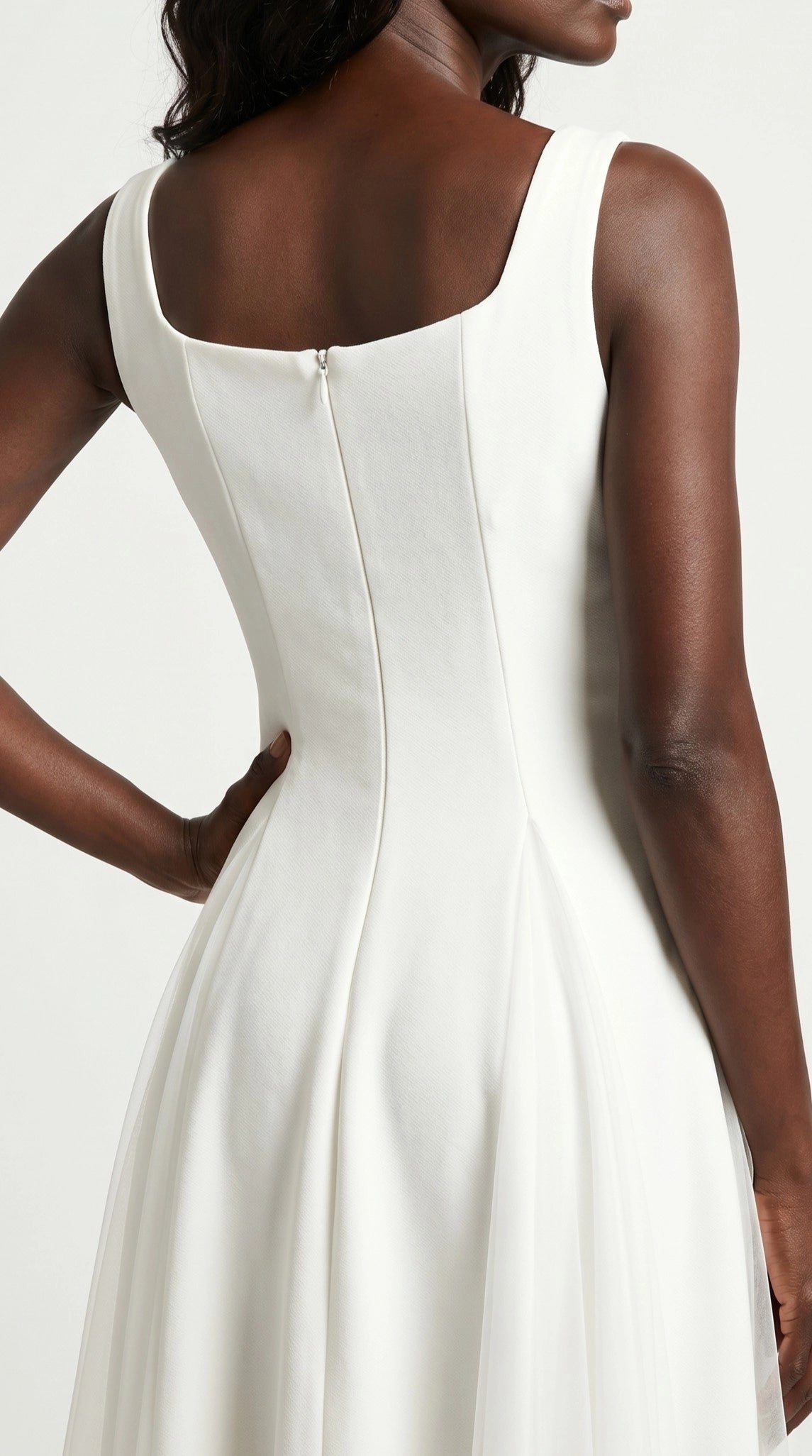 Vestido de fiesta midi Aurora | Blanco Clásico