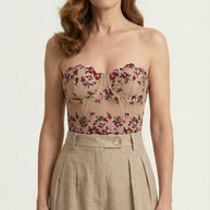 Top Corset Margot | Encaje y Bordado Floral