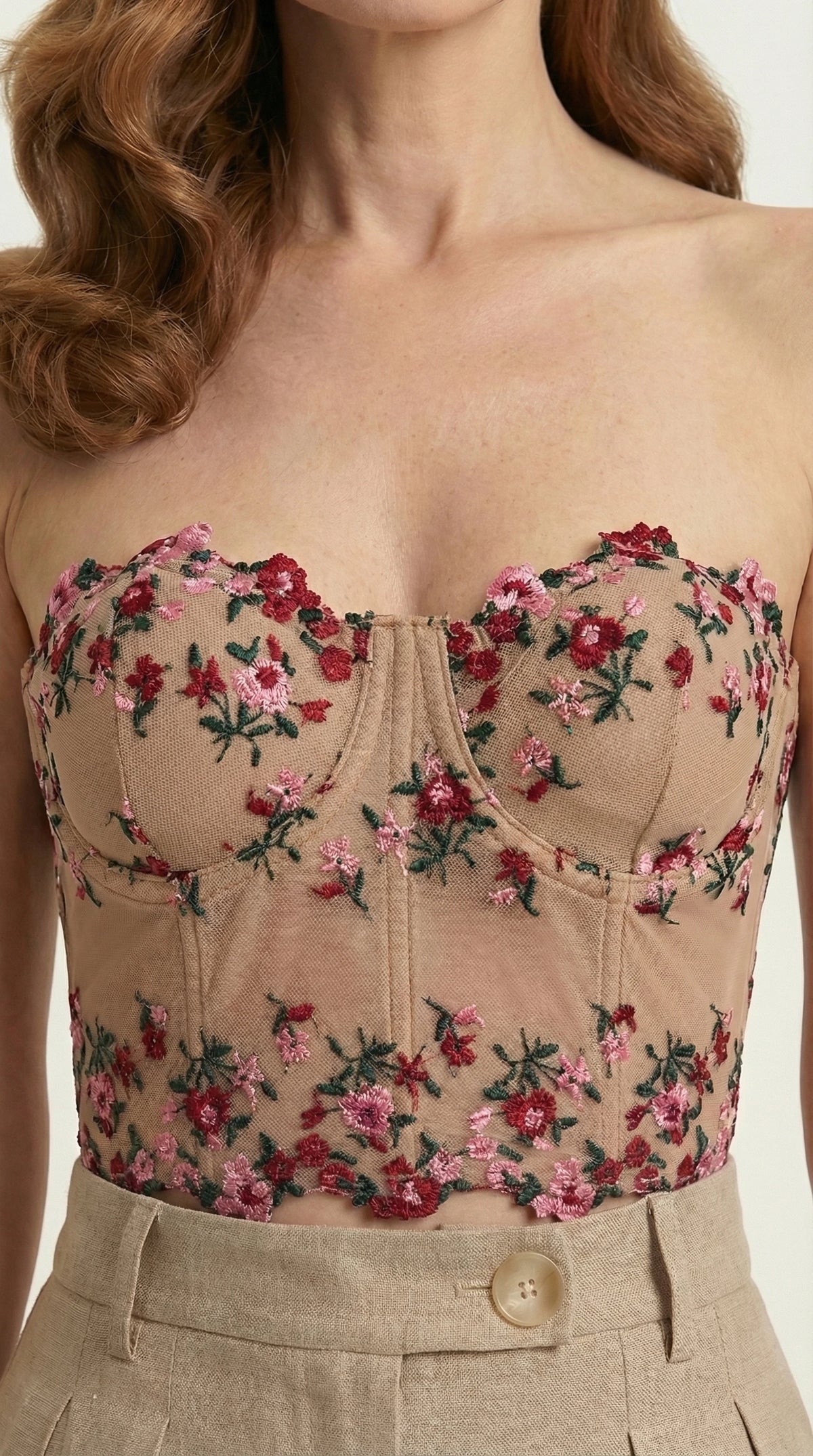Top Corset Margot | Encaje y Bordado Floral