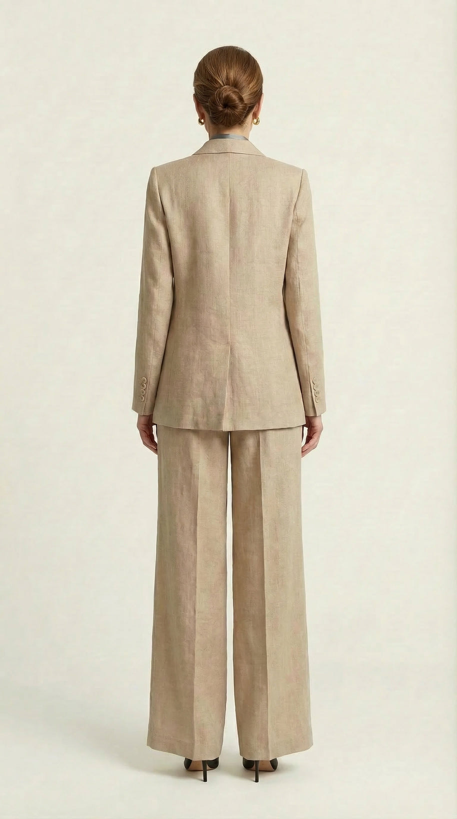 Traje Clásico de Lino Puro Estelle | Beige Perla
