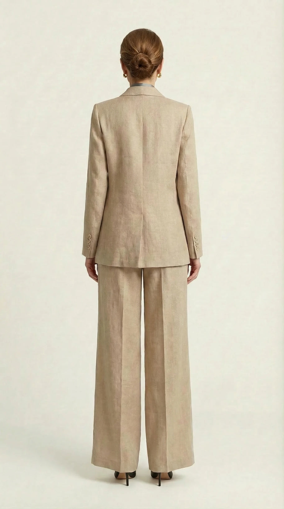 Traje Clásico de Lino Puro Estelle | Beige Perla