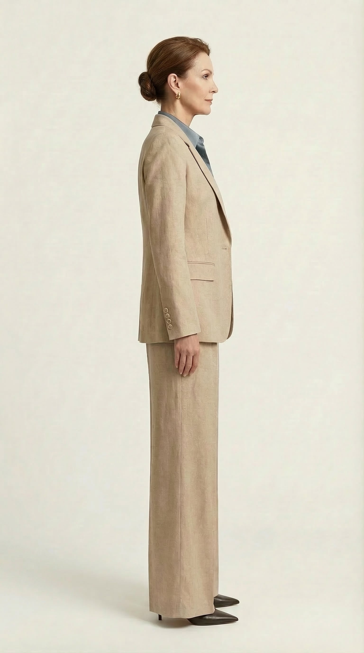 Traje Clásico de Lino Puro Estelle | Beige Perla